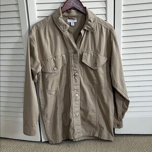 Topshop Tan Button-Up oversized shirt/jacket - 4